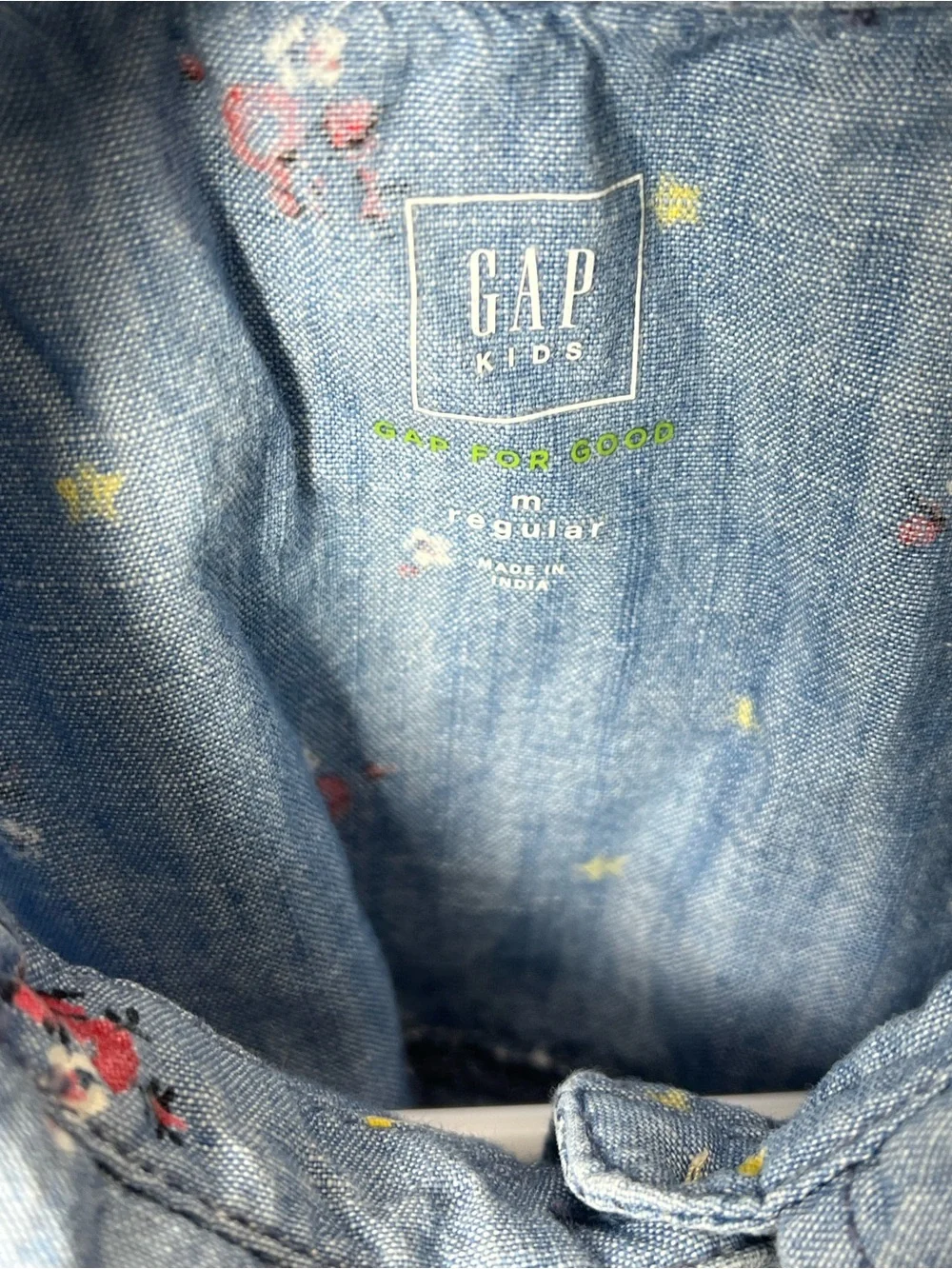 GAP Blue Floral Chambray Button Jacket